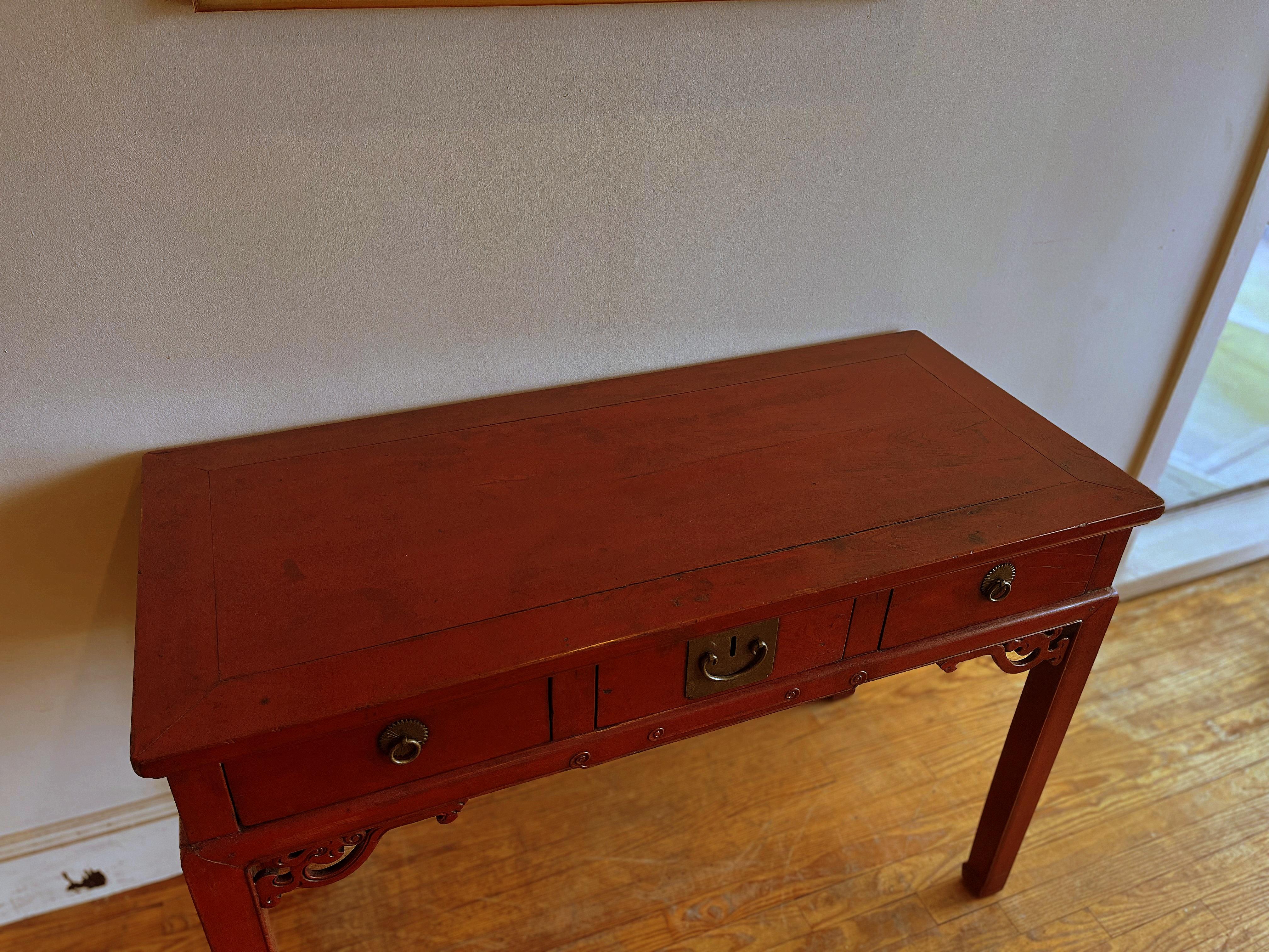 Red Lacquer Desk For Sale 5