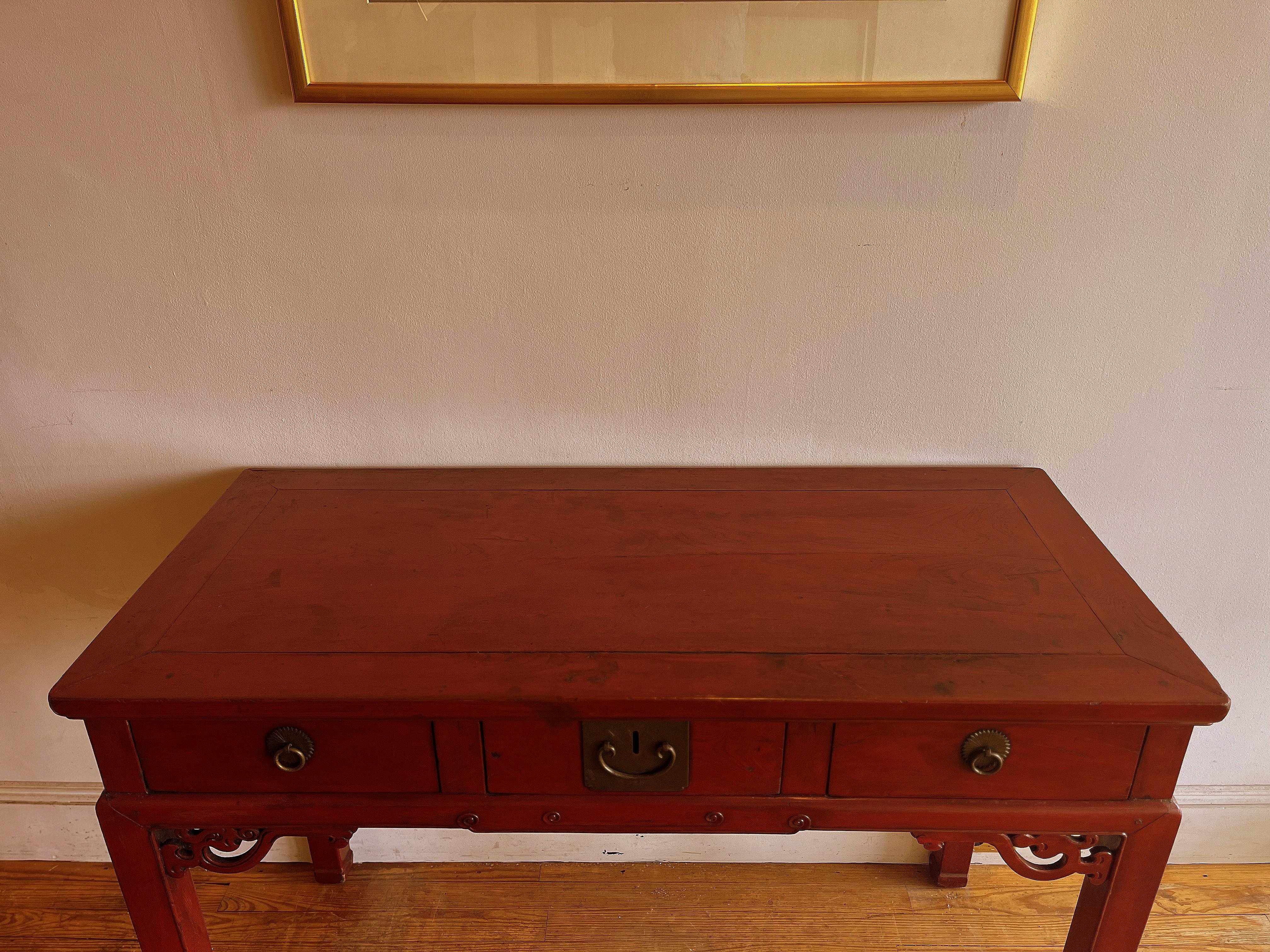 Red Lacquer Desk For Sale 6