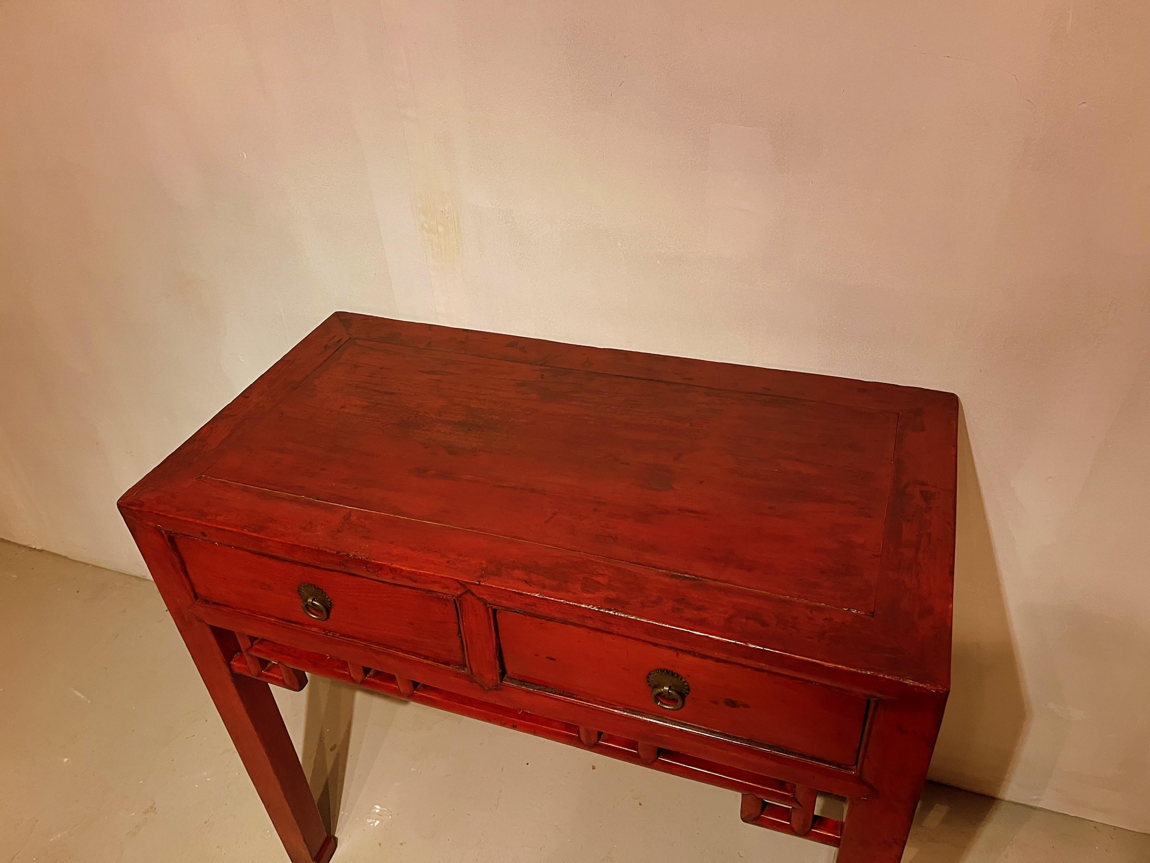 Red Lacquer Desk For Sale 1