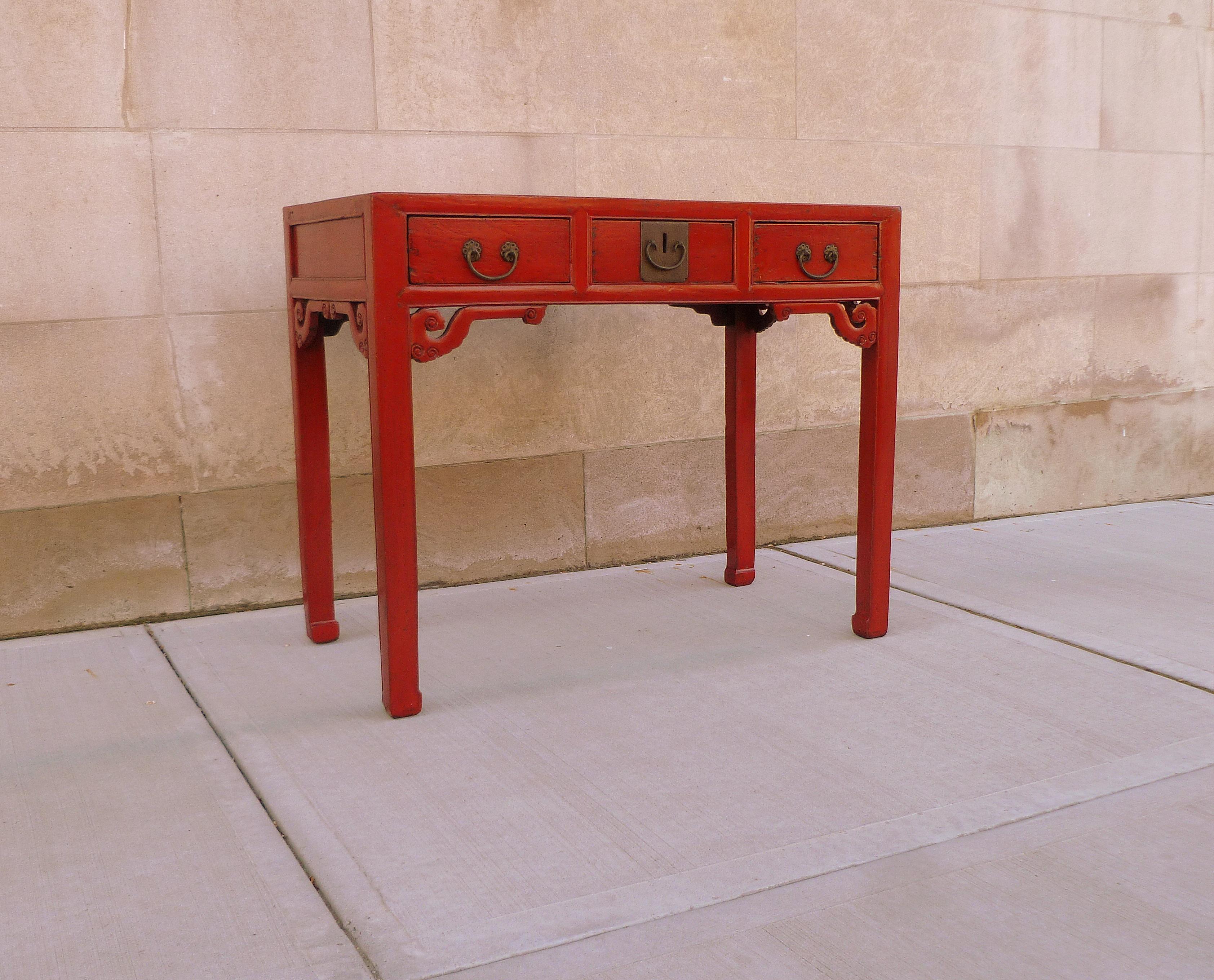 Red Lacquer Desk For Sale 1