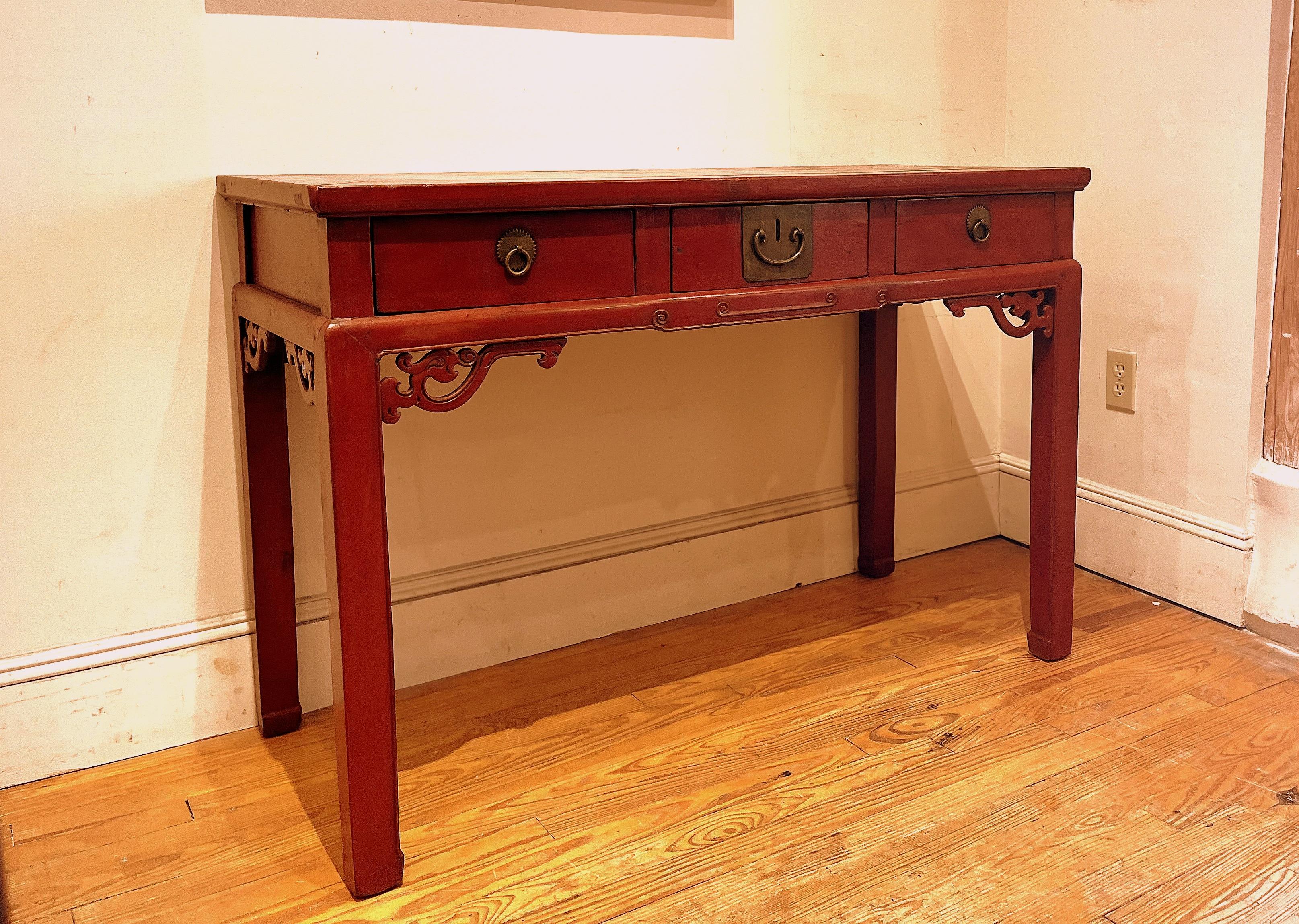 Red Lacquer Desk For Sale 1