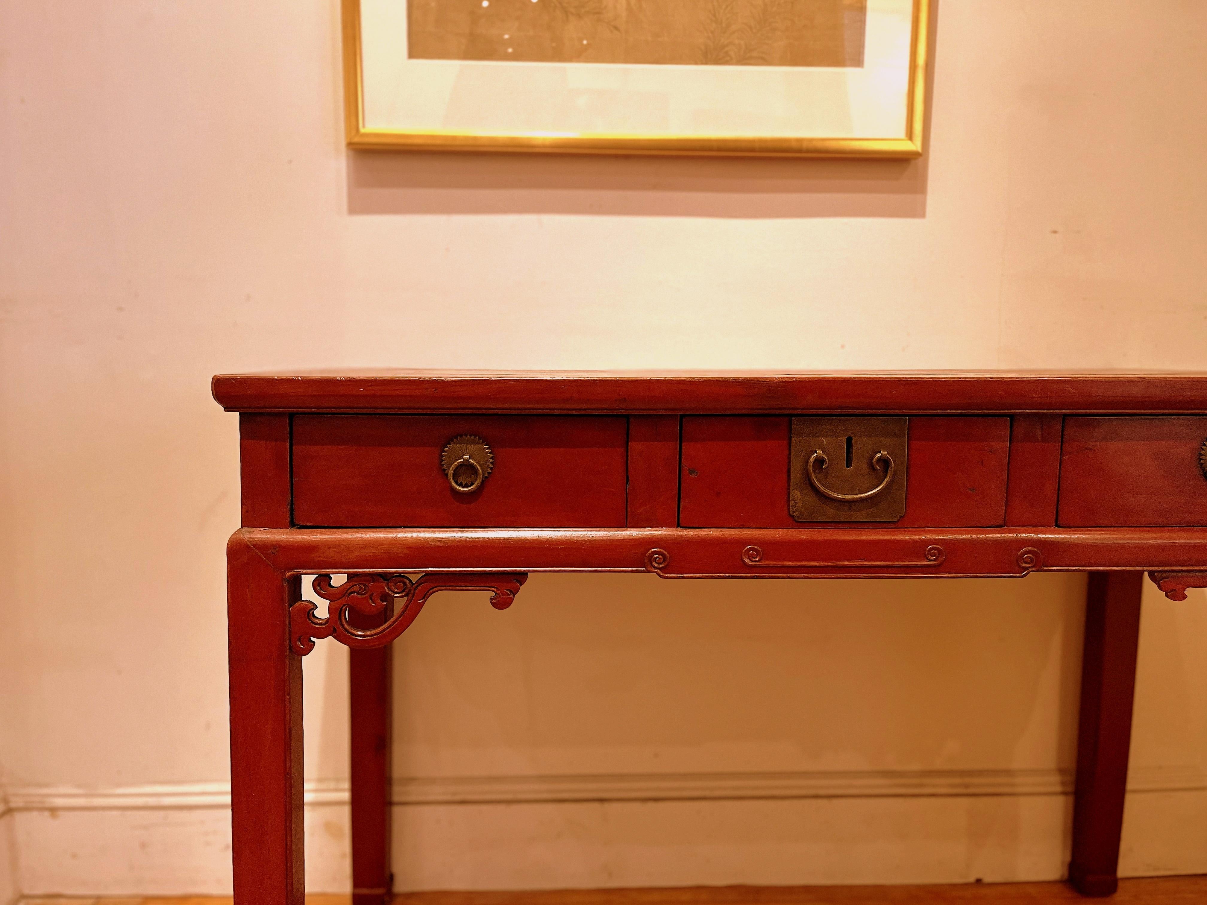 Red Lacquer Desk For Sale 2