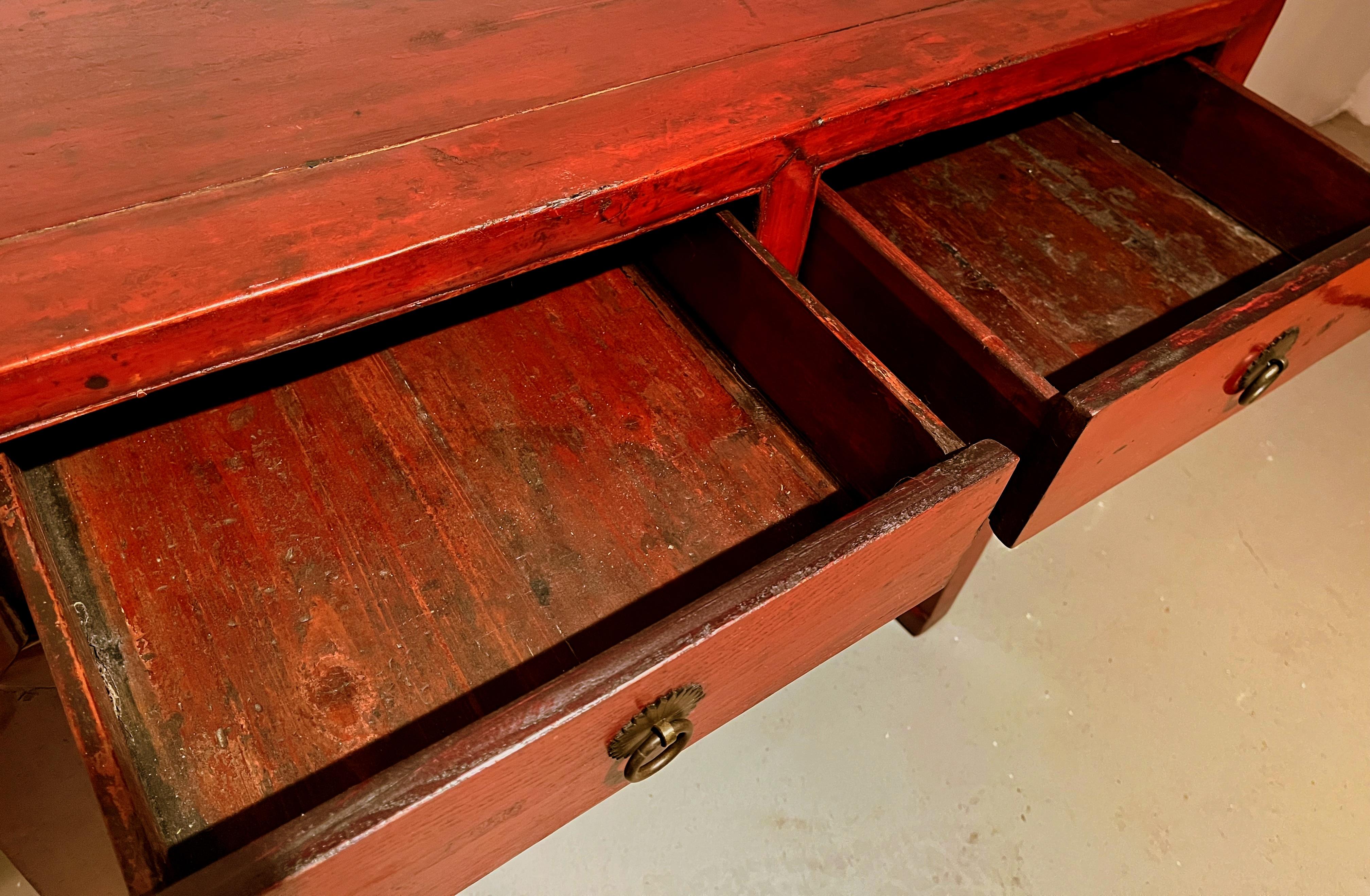 Red Lacquer Desk For Sale 3