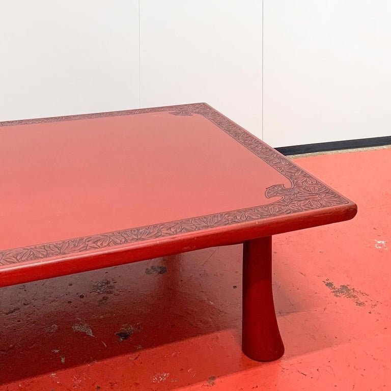 Red Lacquer Fibreglass Coffee Table, Japanese Meiji Style, C1980s For