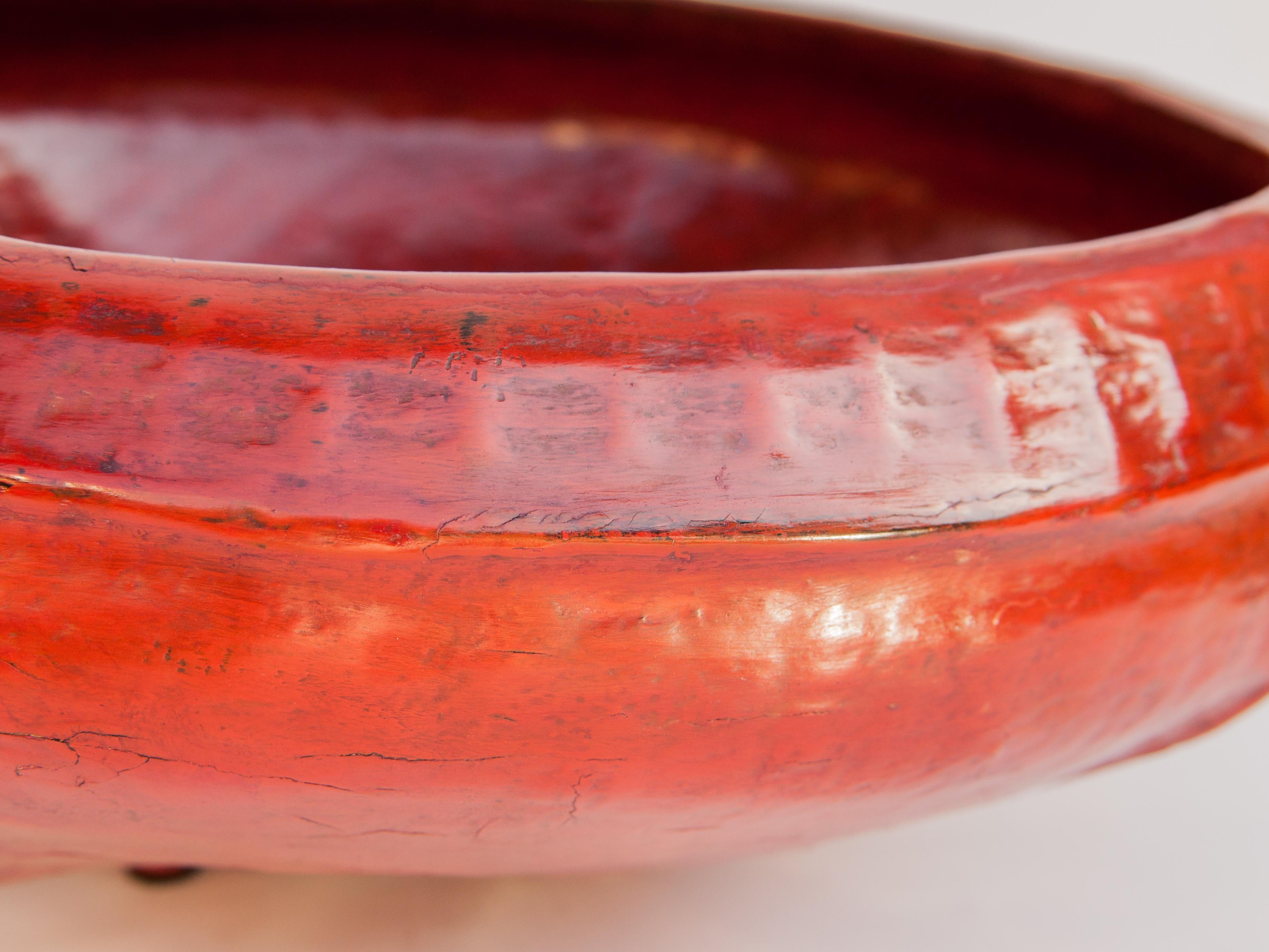 Red Lacquer Food Bowl, Khwet, Burma, Early to Mid20th Century, Bamboo