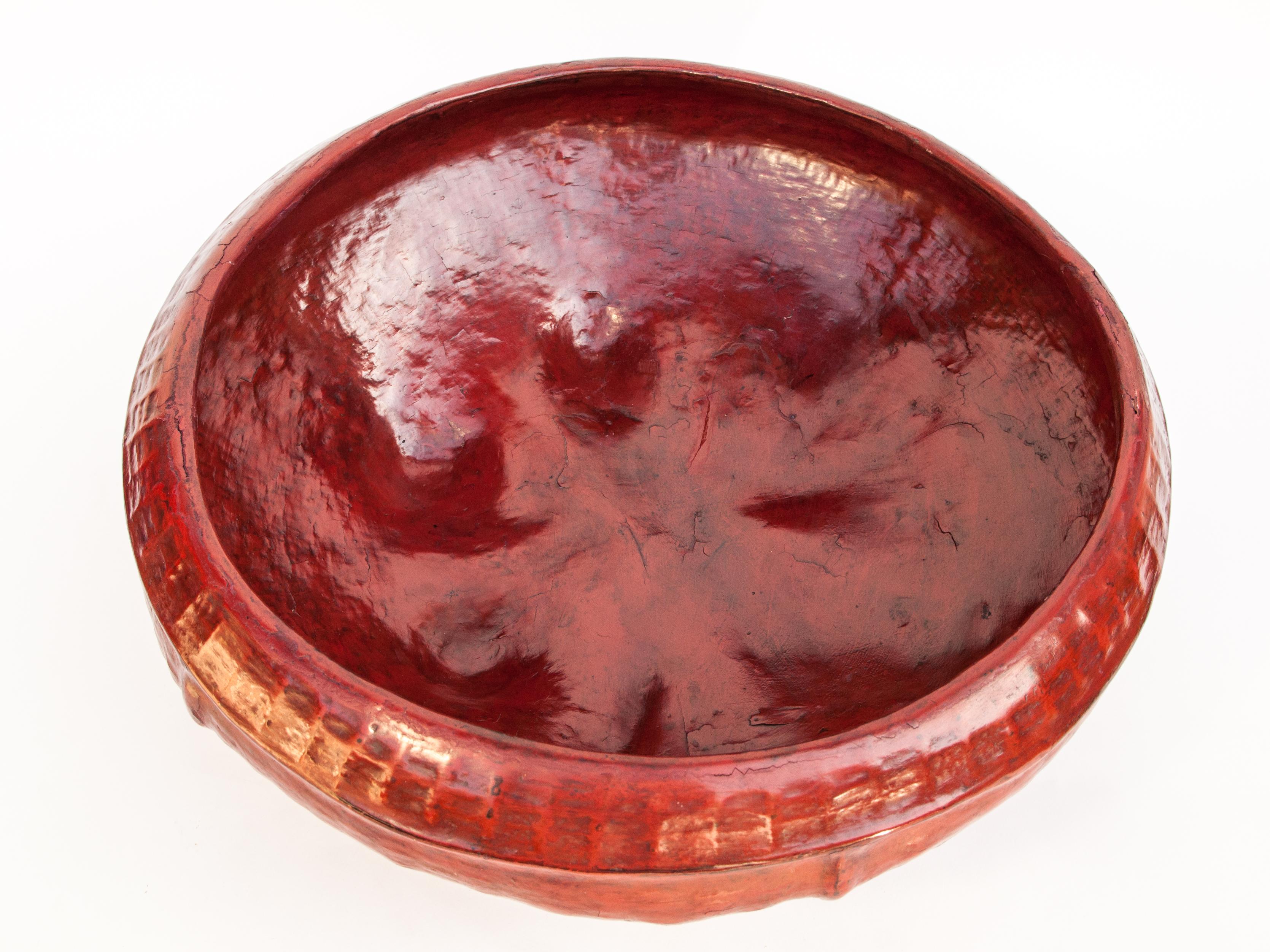 Red Lacquer Food Bowl, Khwet, Burma, Early to Mid20th Century, Bamboo