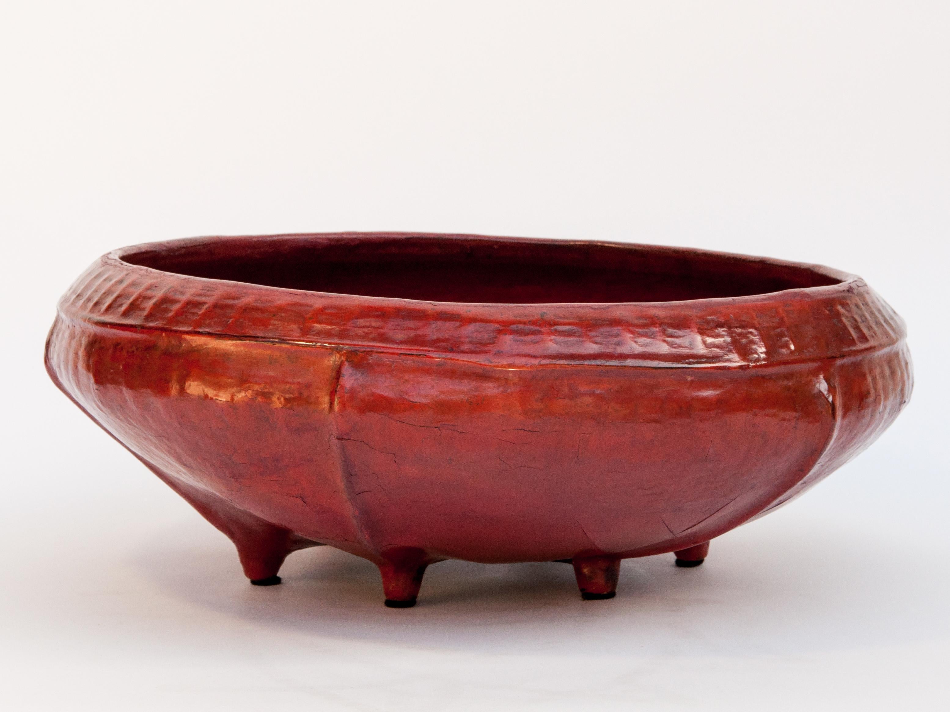 Red Lacquer Food Bowl, Khwet, Burma, Early to Mid20th Century, Bamboo