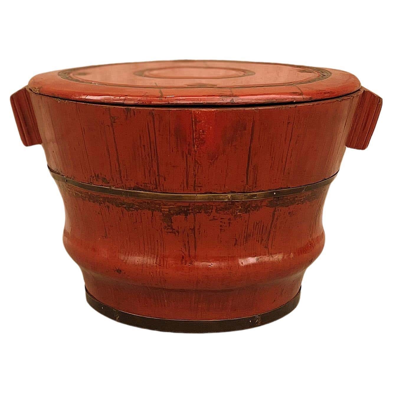 Red Lacquer Grain Container For Sale at 1stDibs