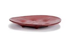 Red Lacquer Large Round Serving Tray, Burmese, Mid-20th Century