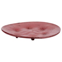 Red Lacquer Large Round Serving Tray, Burmese, Mid-20th Century