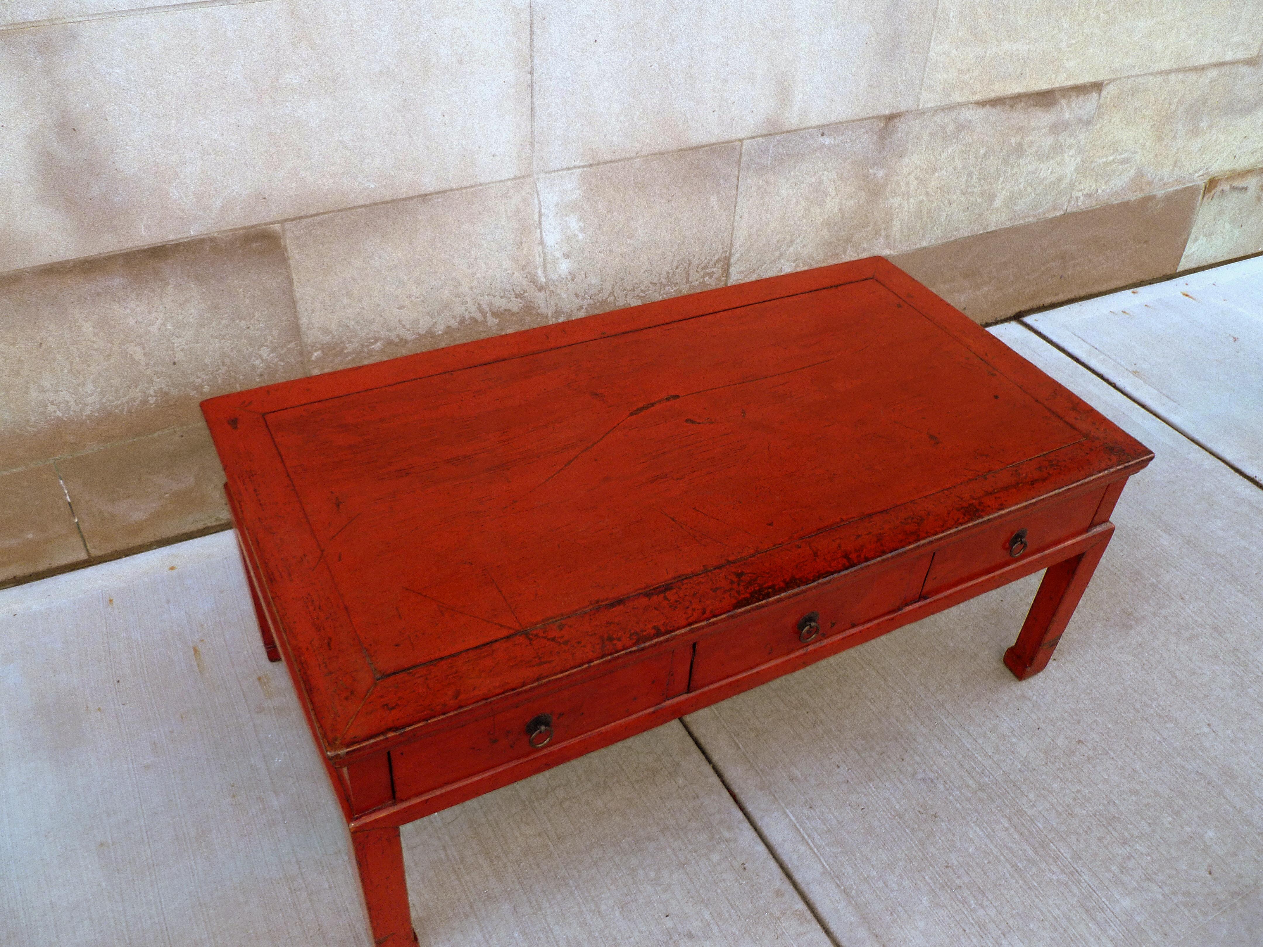 Red Lacquer Low Table 3