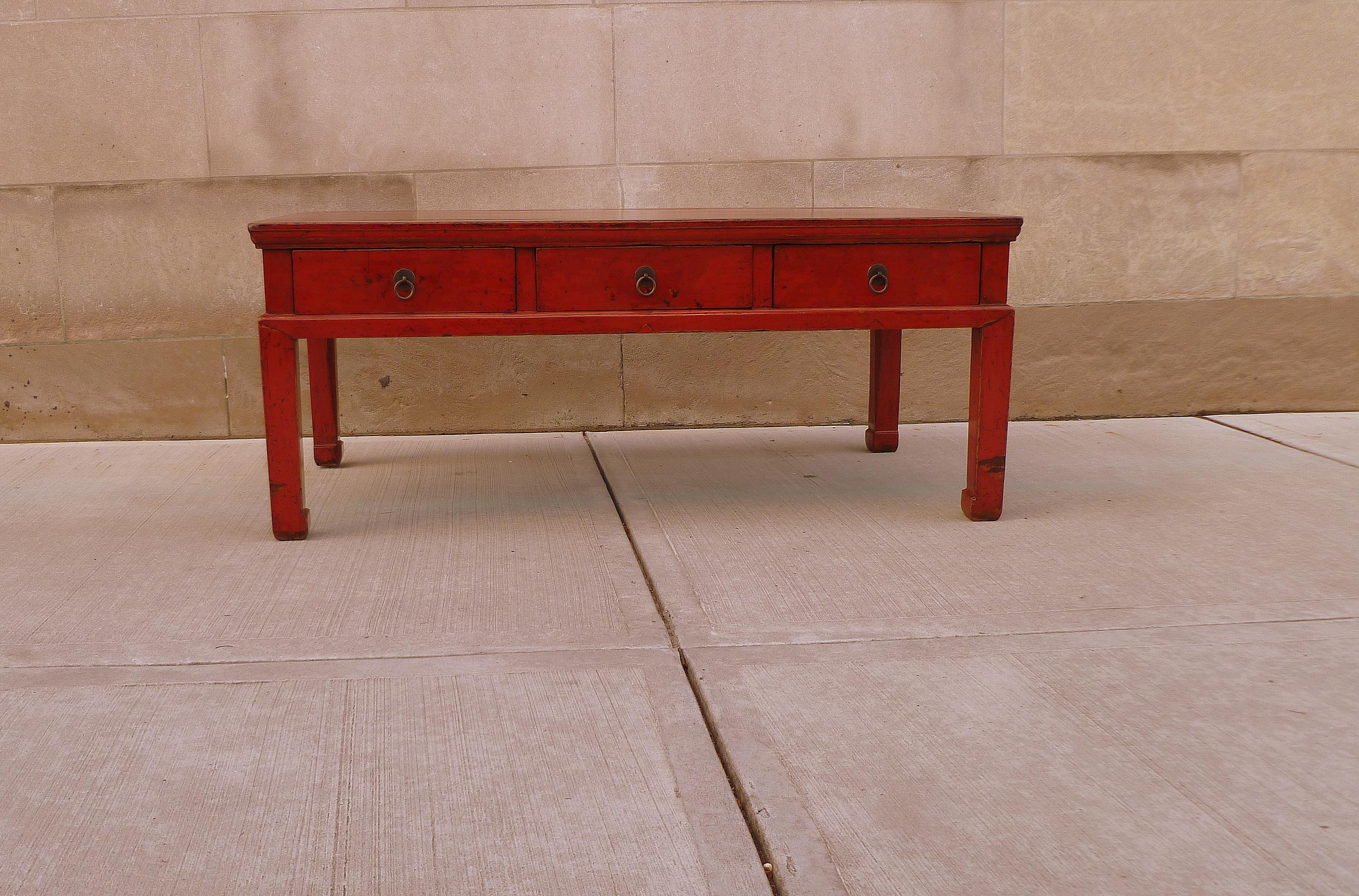 Early 20th Century Red Lacquer Low Table
