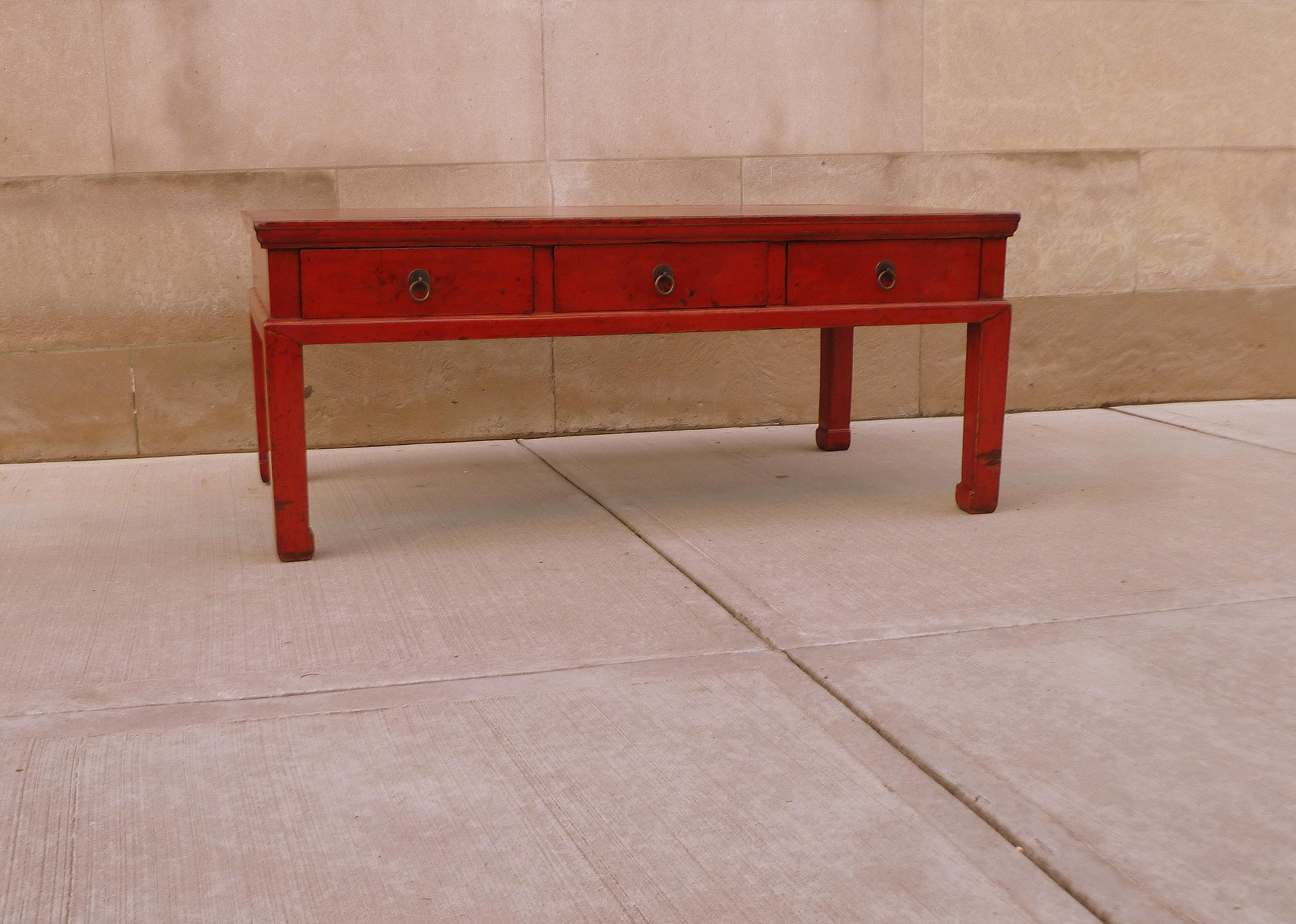 Wood Red Lacquer Low Table