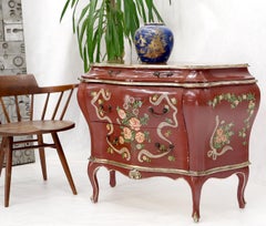 Red Lacquer Painted Bombay Dresser Chest of Drawers