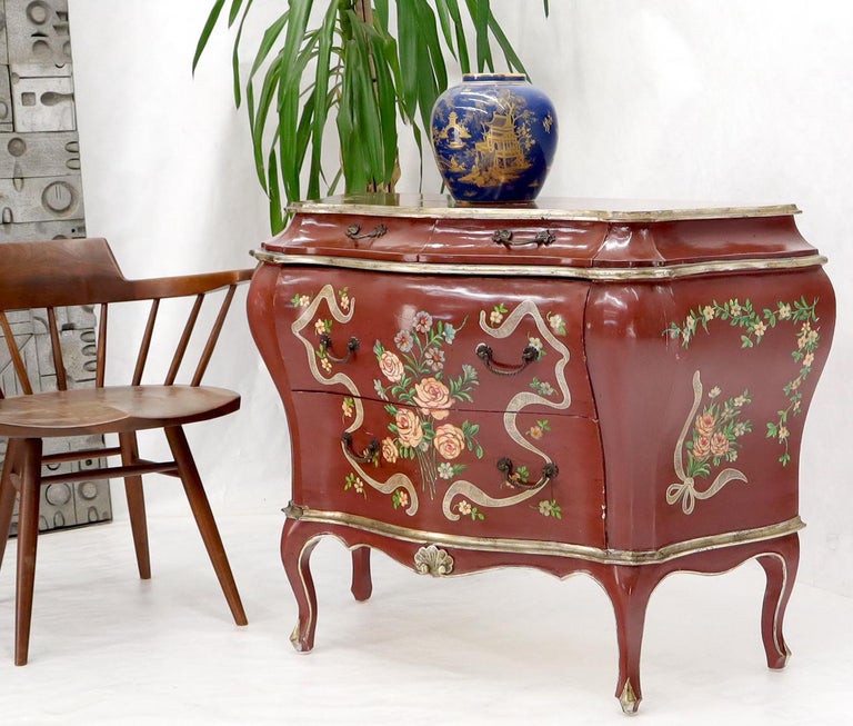 Red Lacquer Painted Bombay Dresser Chest of Drawers For Sale at 1stDibs