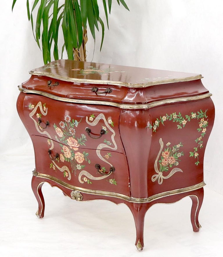 Red Lacquer Painted Bombay Dresser Chest of Drawers For Sale at 1stDibs