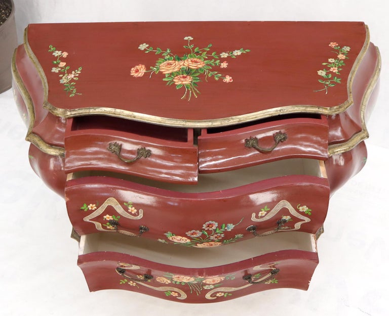 Red Lacquer Painted Bombay Dresser Chest of Drawers For Sale at 1stDibs