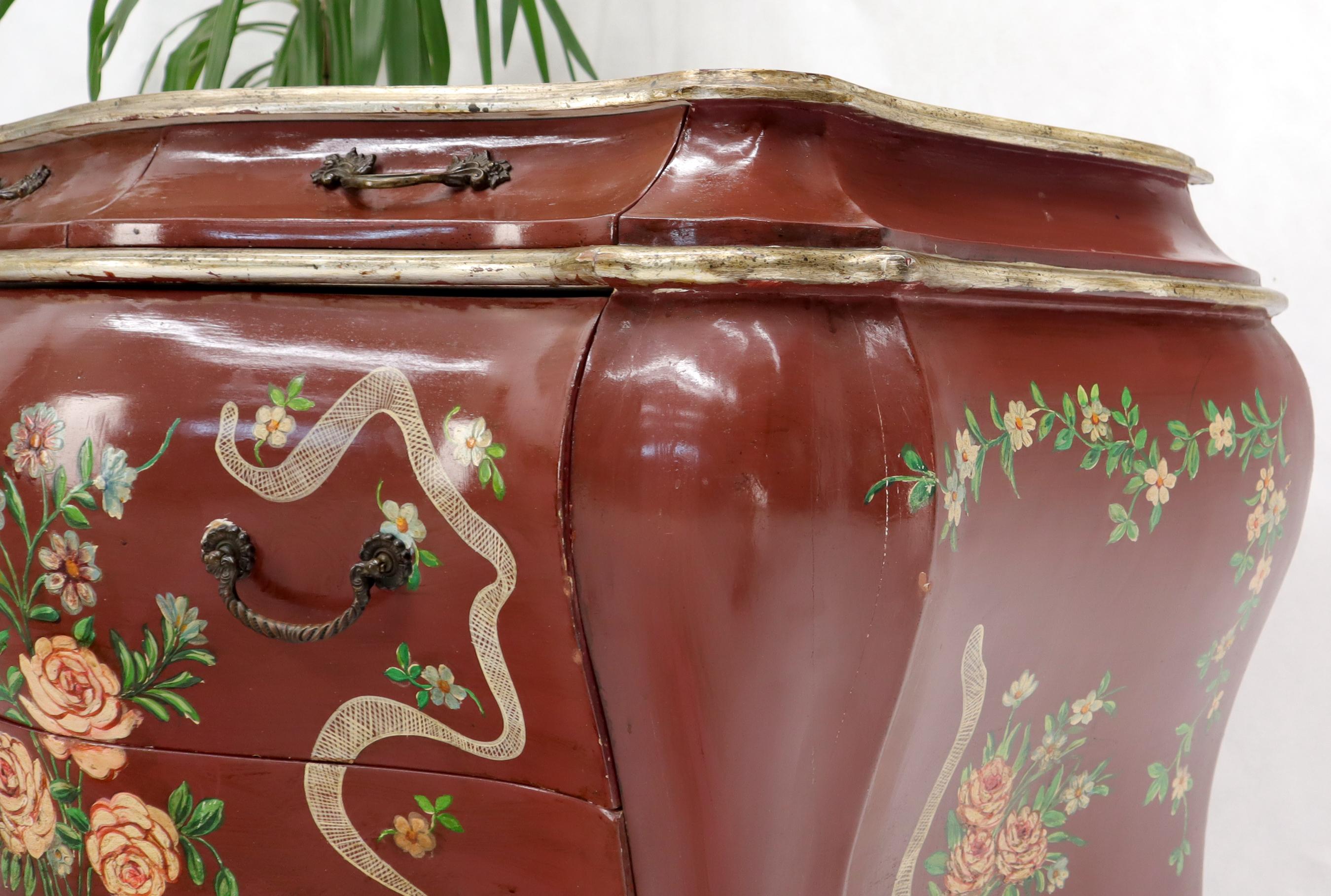 Red Lacquer Painted Bombay Dresser Chest of Drawers In Good Condition For Sale In Rockaway, NJ