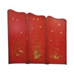 Red Lacquer Scarlet Chinoiserie Screen