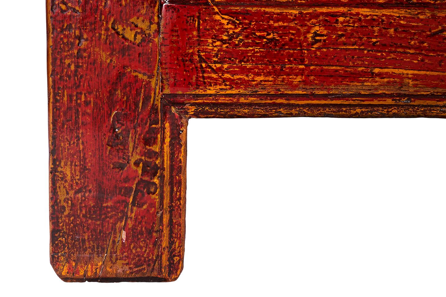 Red Lacquer Six Door Server in Original Paint Patina 4