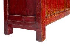Red Lacquer Six Door Server in Original Paint Patina