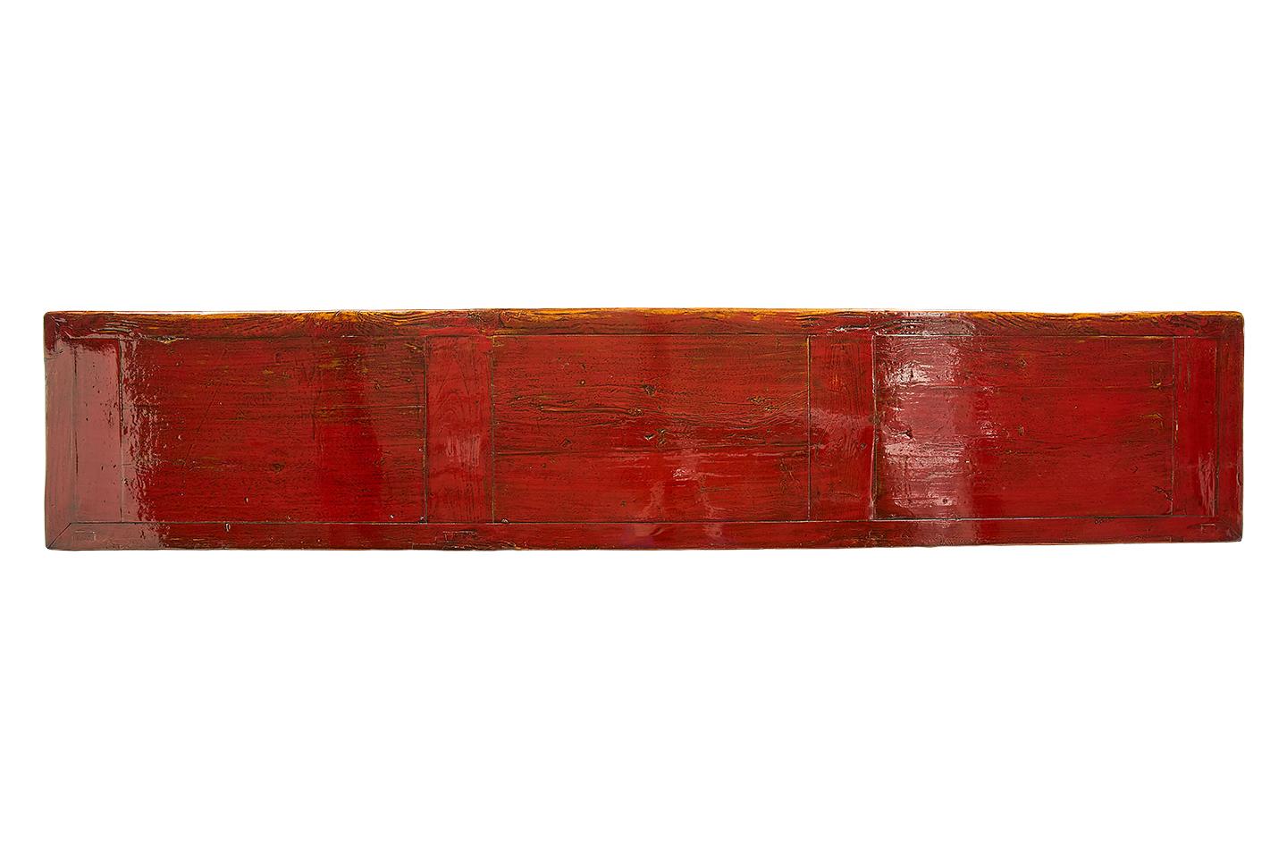 Red Lacquer Six Door Server in Original Paint Patina 1