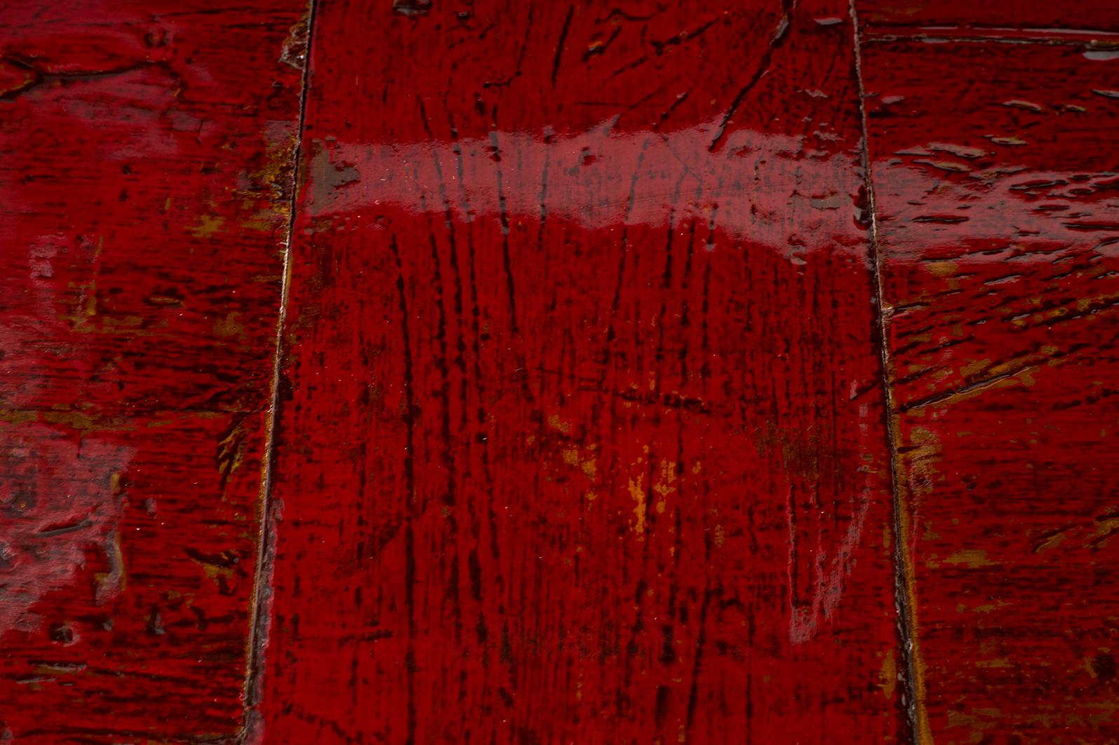 Red Lacquer Six Door Server in Original Paint Patina 3
