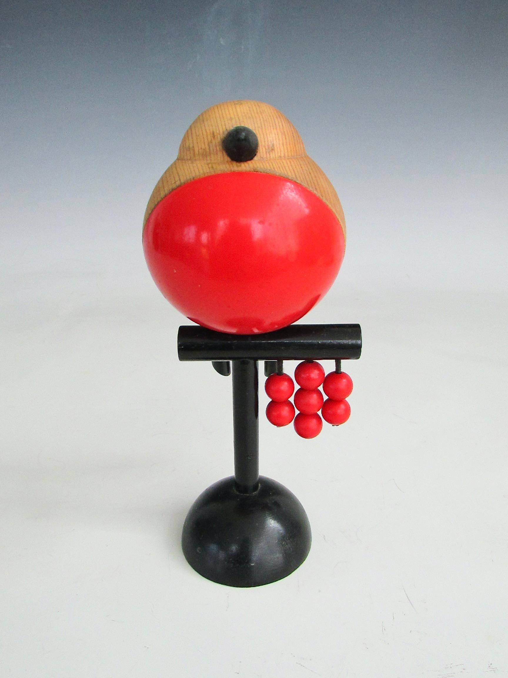 Escultura abstracta de pájaro en madera de abeto lacada roja Kaija Aarikka Finlandia en venta 4