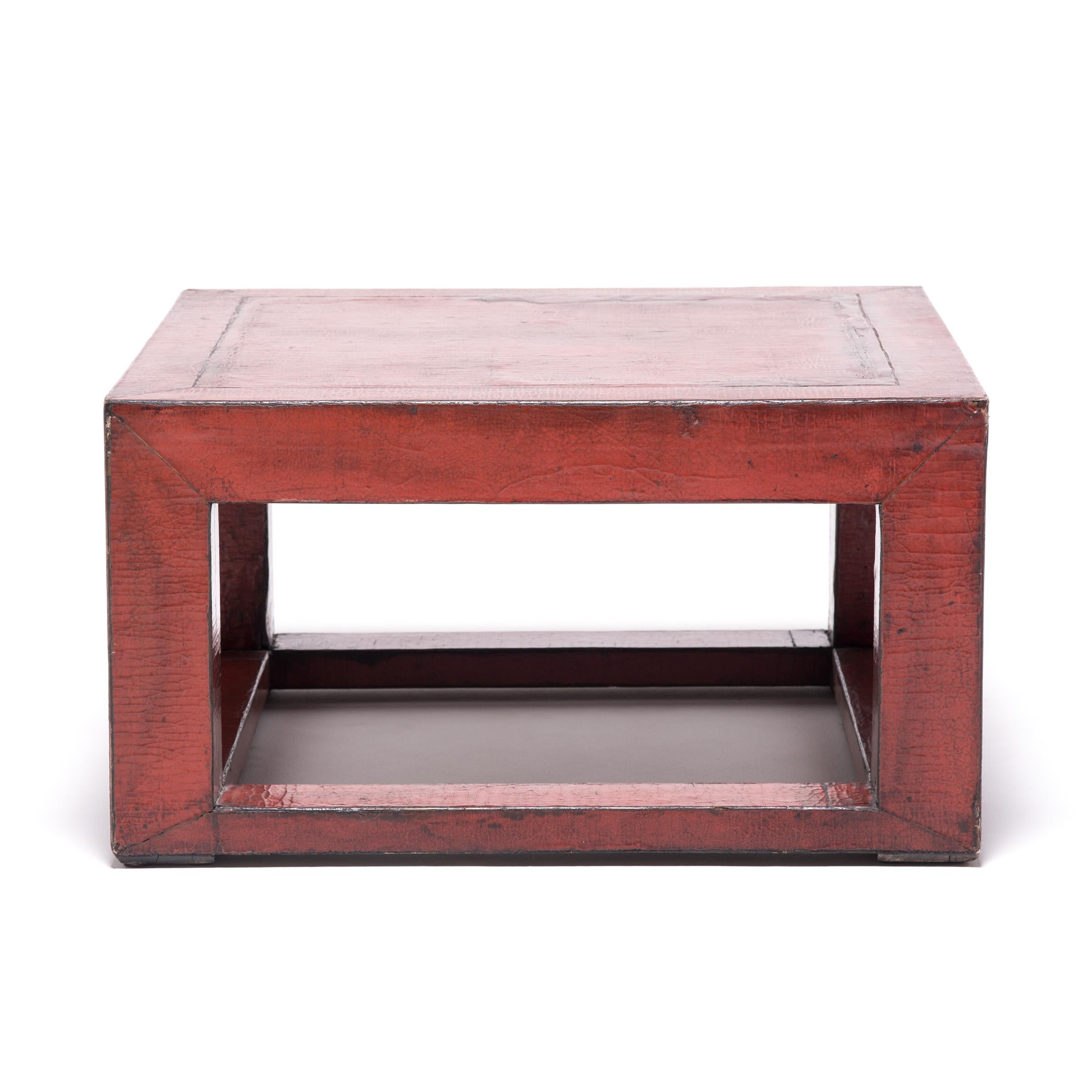 Modern Red Lacquer Square Platform Table
