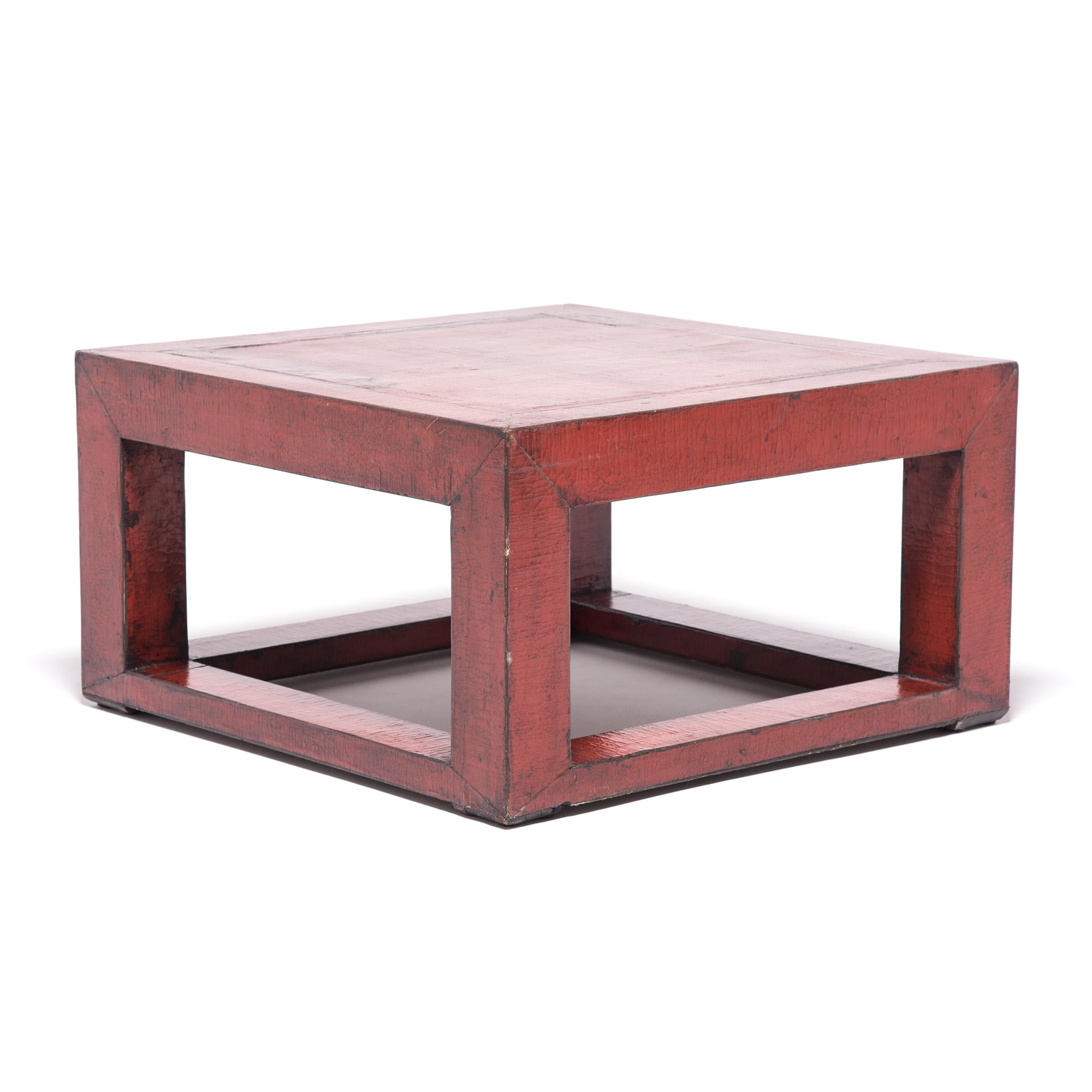 Chinese Red Lacquer Square Platform Table