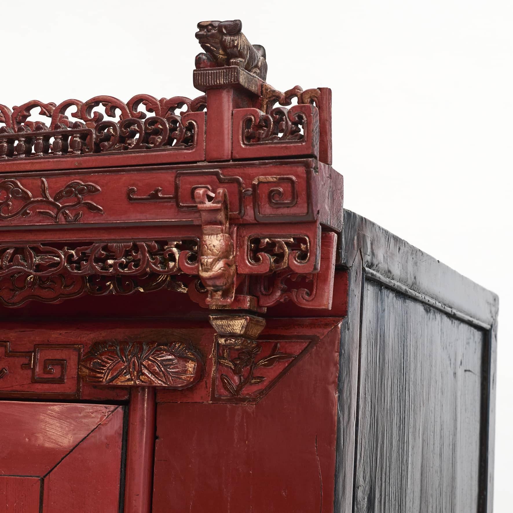 Red Lacquer Wedding Cabinet Fujian Province c 1880. 2