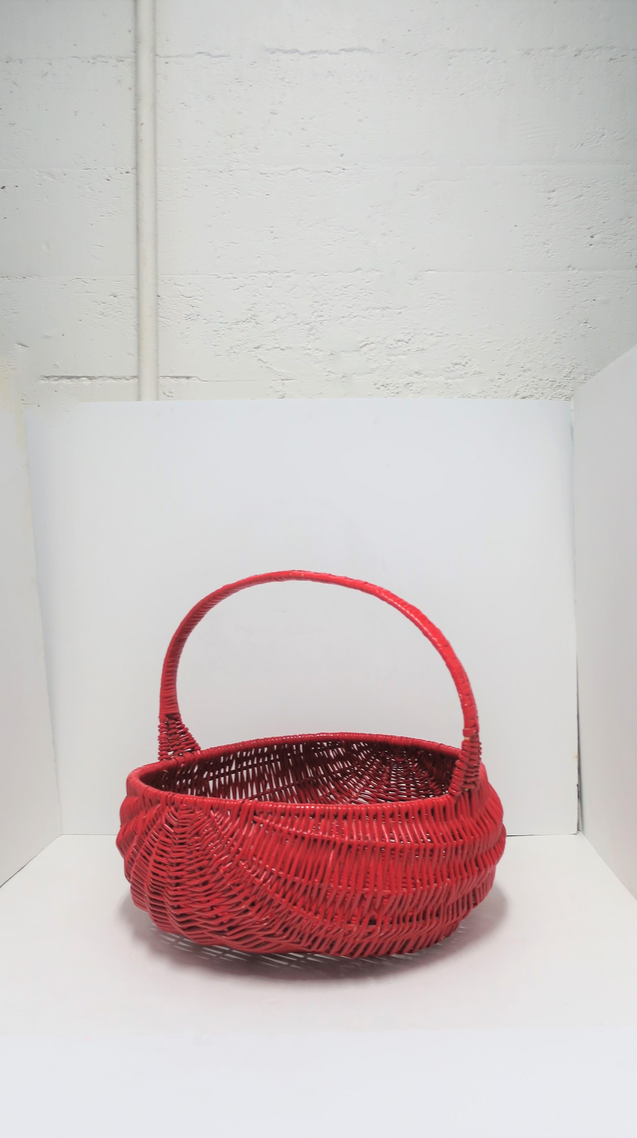 Wicker Basket Red Lacquer, Large 7