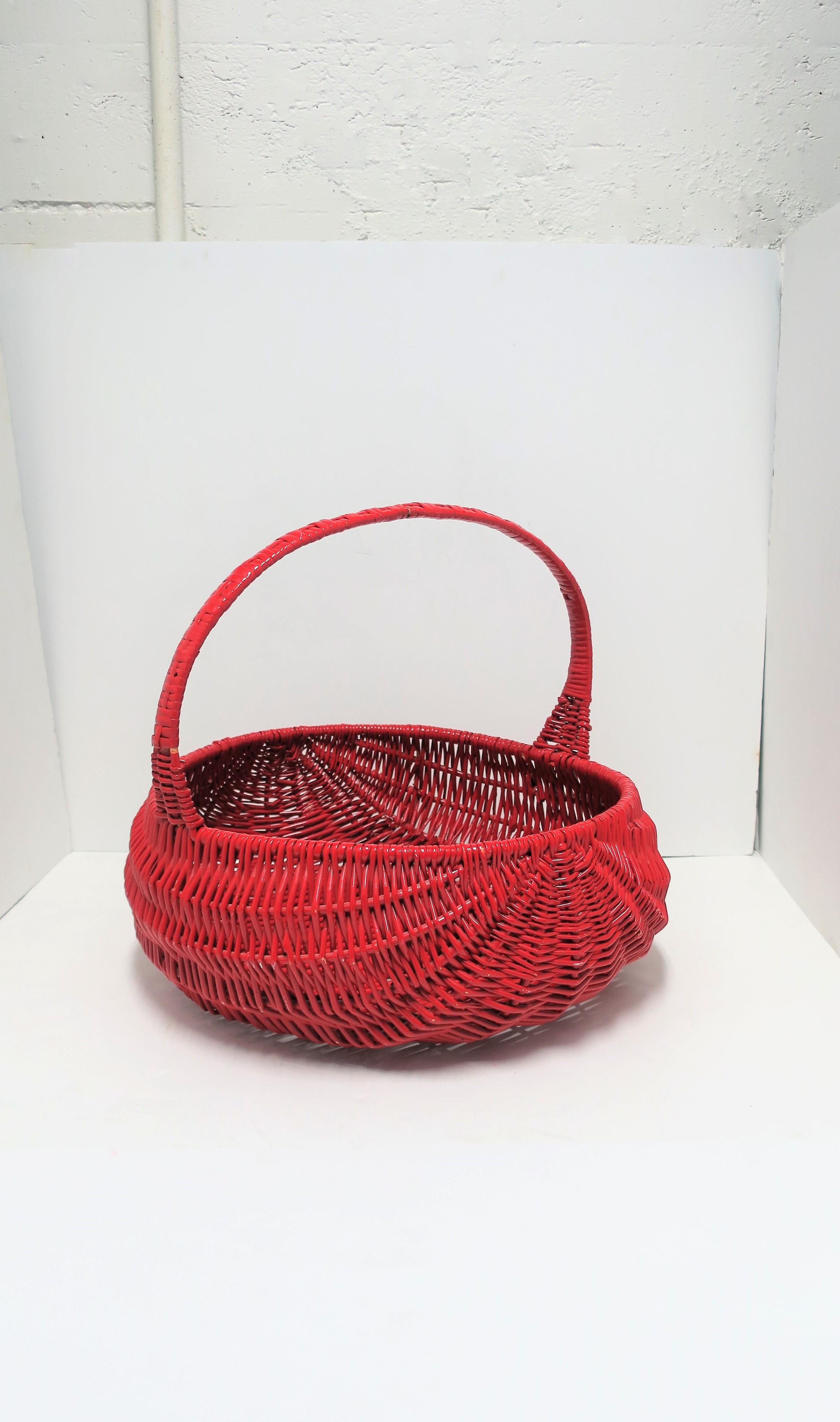 Wicker Basket Red Lacquer, Large 8