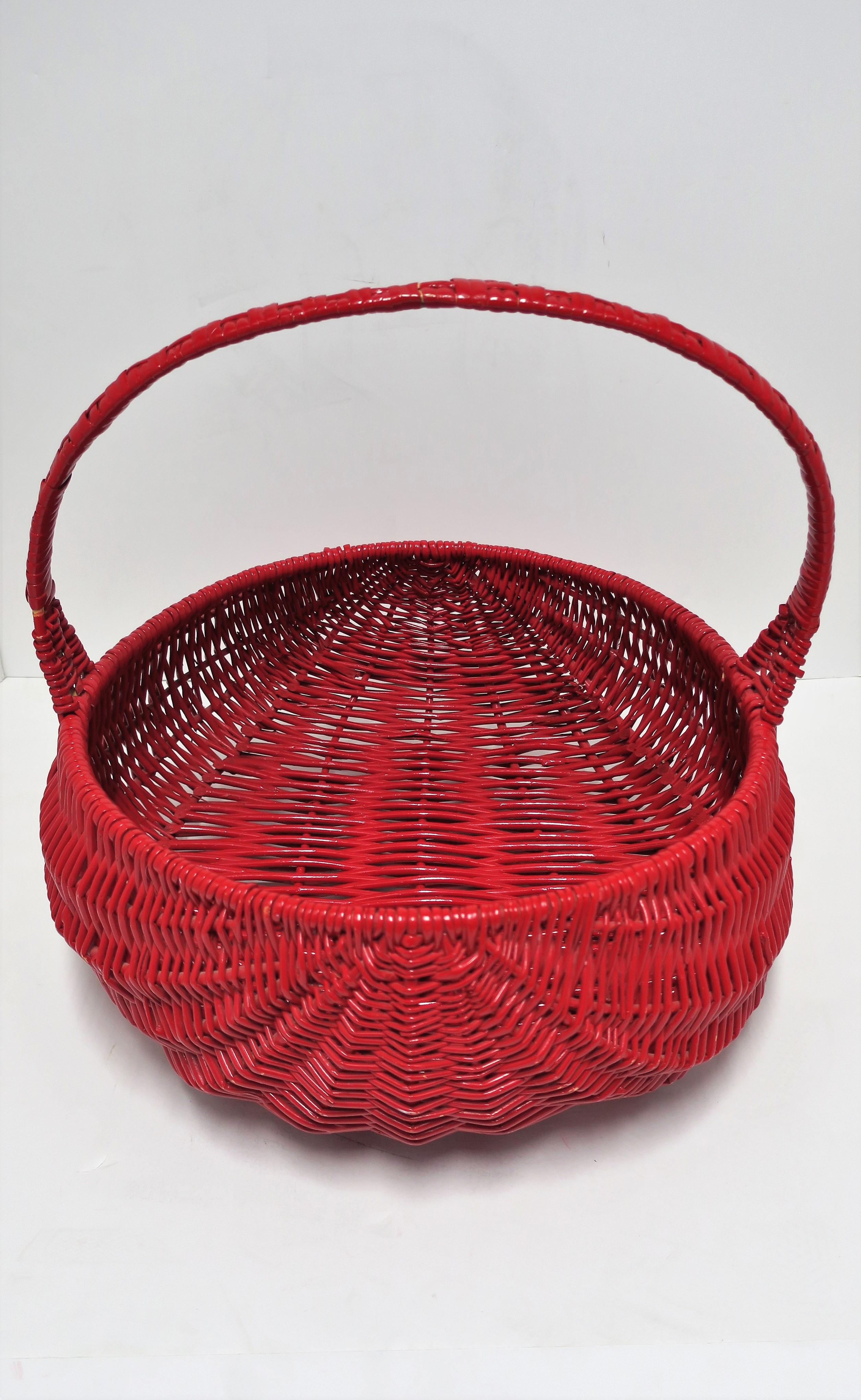 Wicker Basket Red Lacquer, Large 9