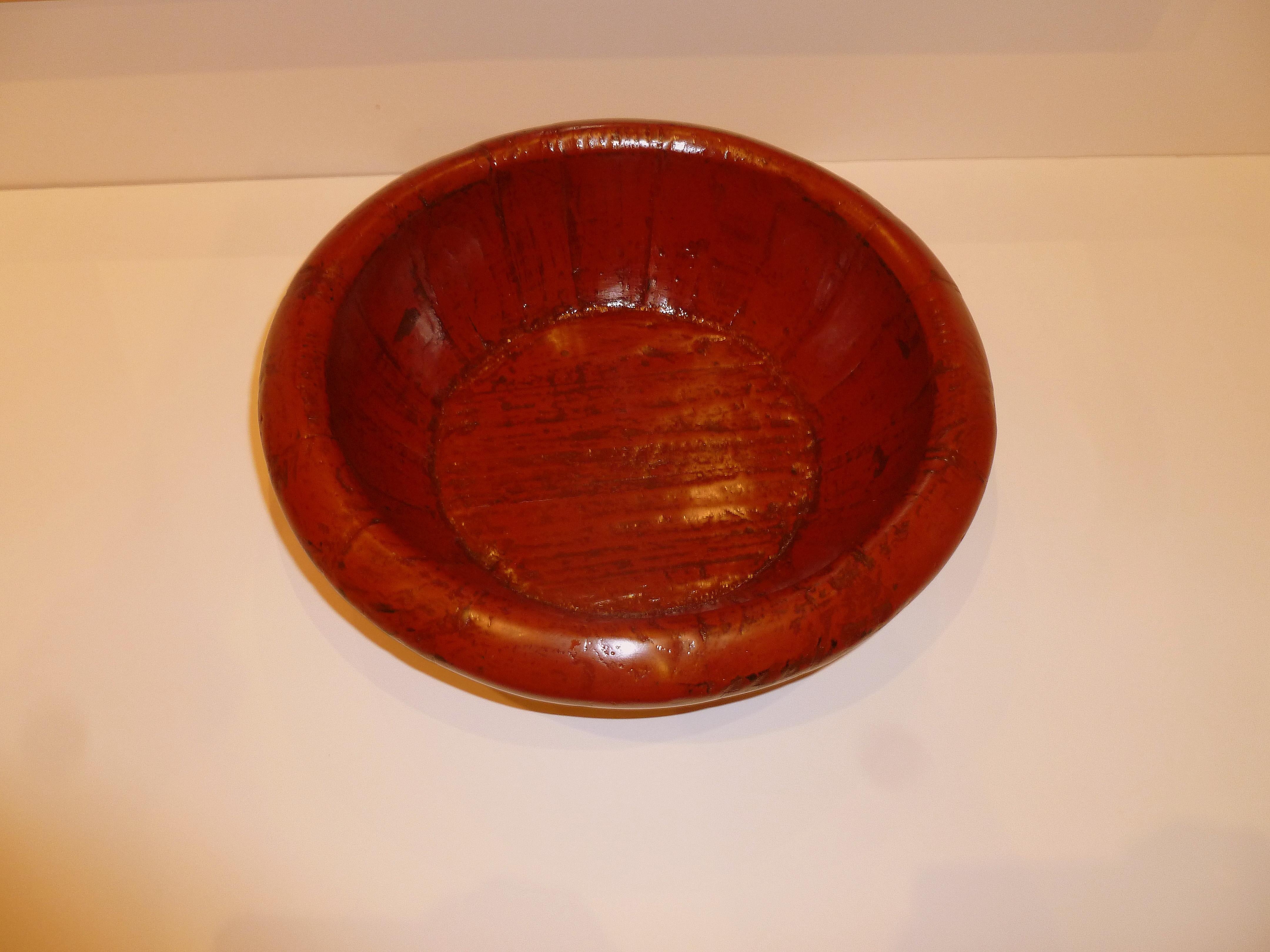 Red Lacquer Wooden Wedding Bowl For Sale 1
