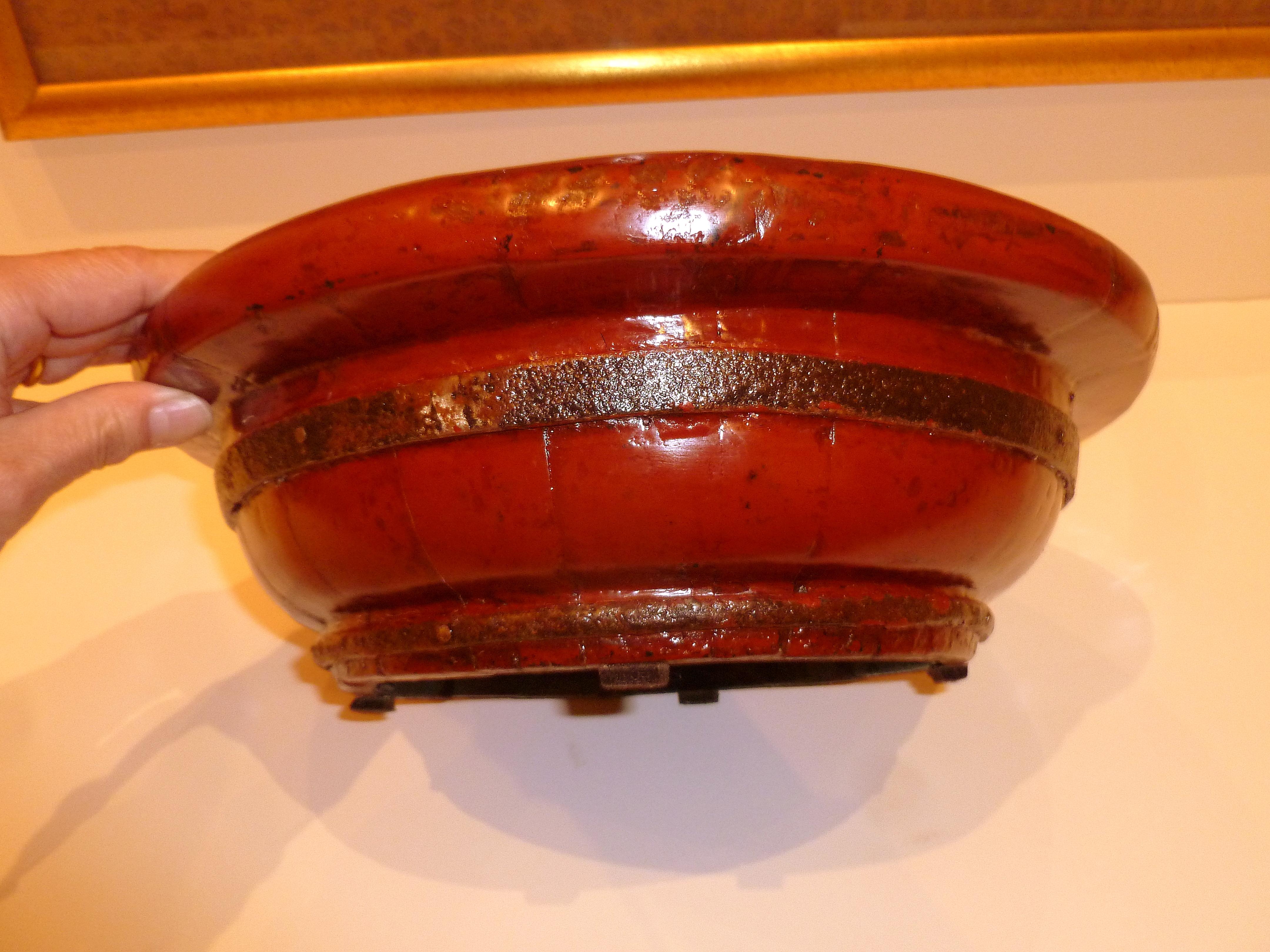 Red Lacquer Wooden Wedding Bowl For Sale 2
