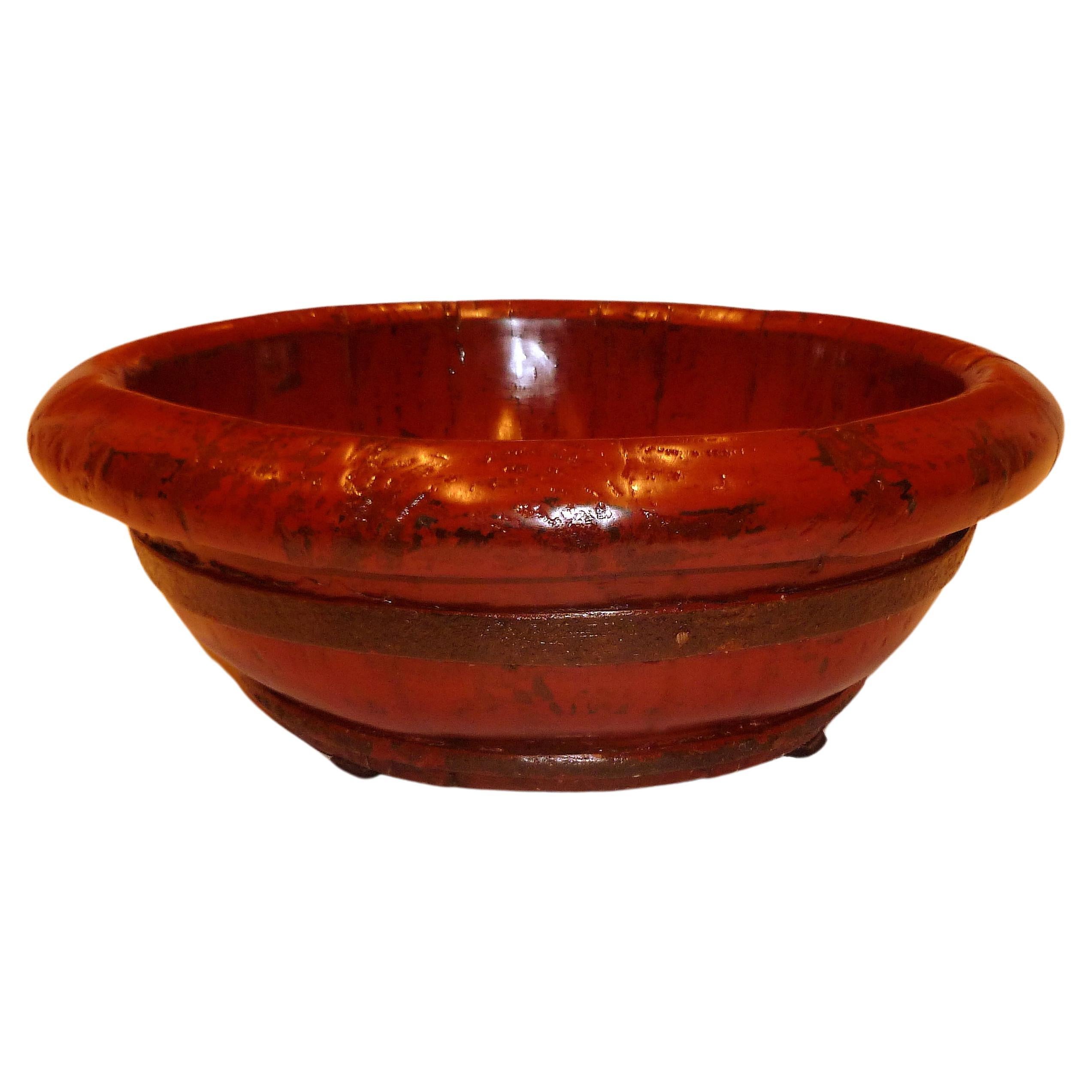 Red Lacquer Wooden Wedding Bowl For Sale