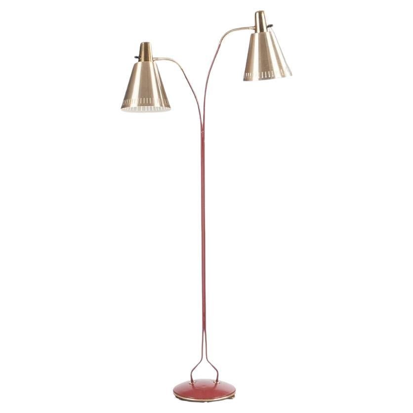Lampada da terra in ottone e laccato rosso di Eskilstuna Elektro Fabriks AB in vendita