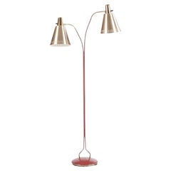 Stehlampe aus rot lackiertem Messing von Eskilstuna Elektro Fabriks AB