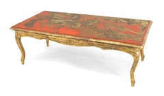 Red Lacquered and Giltwood Coffee Table