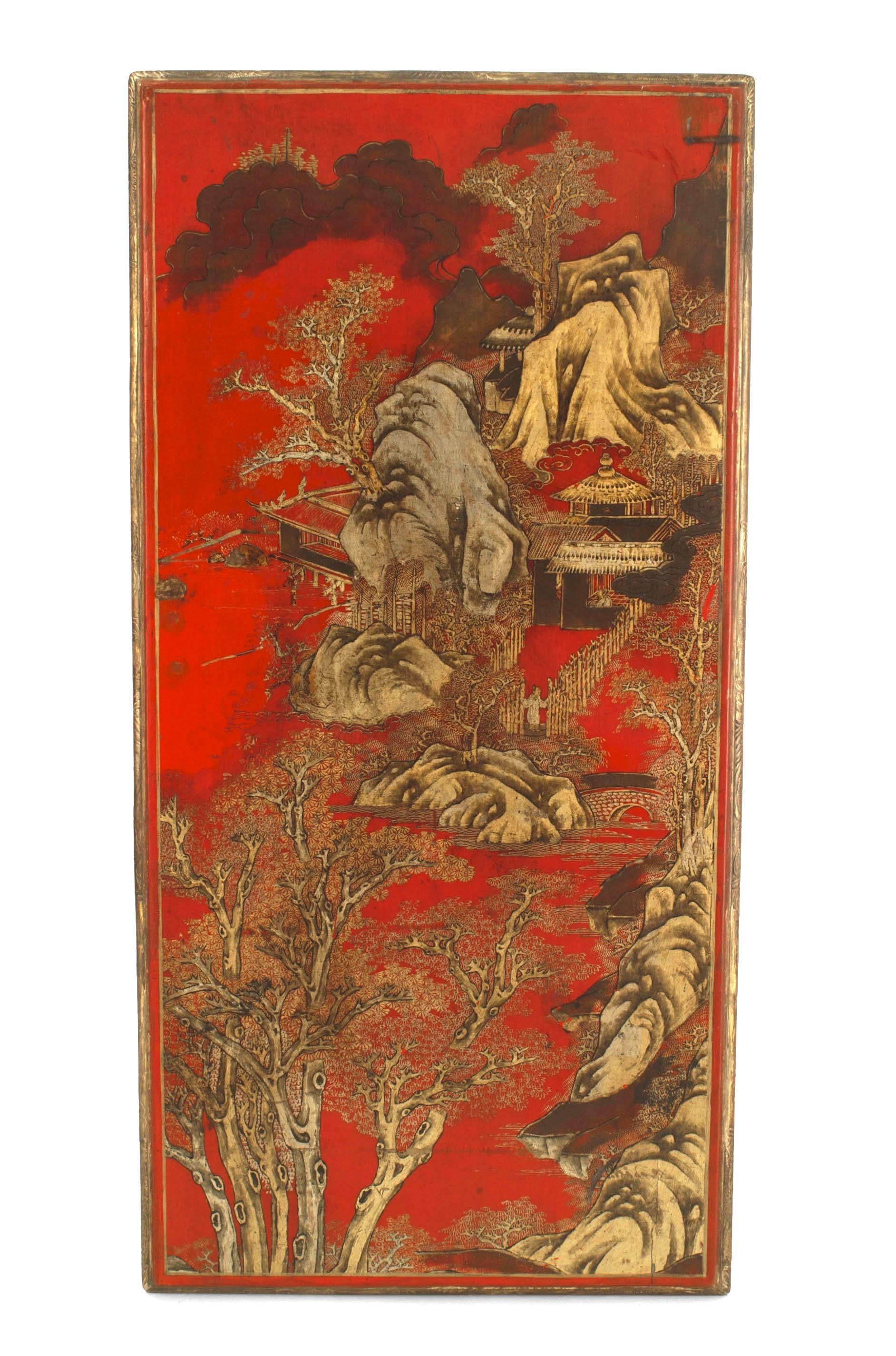 Louis XV Table basse laquée rouge et bois doré en vente