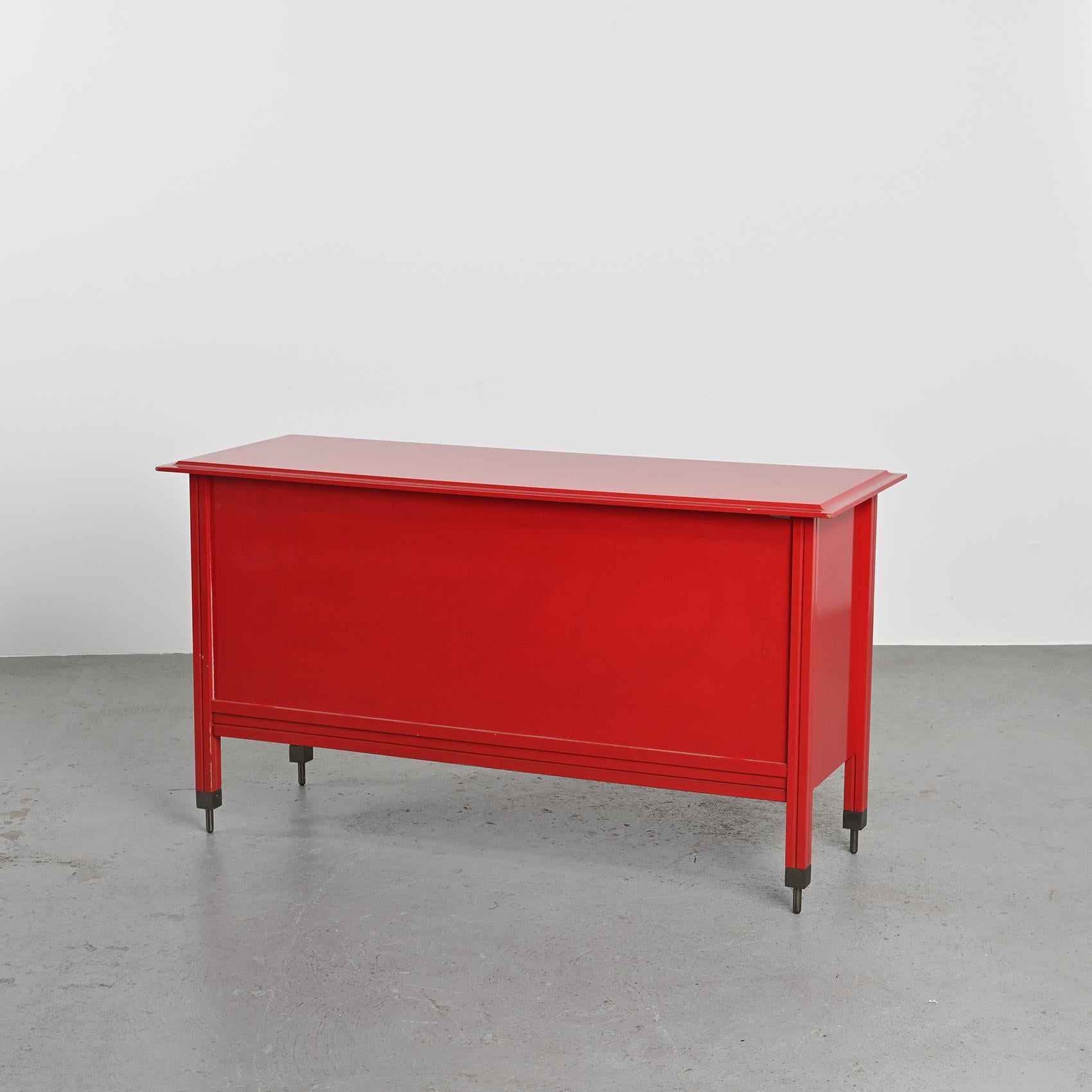 Rot lackierte Kommode Carlo De Carli für Sormani, um 1963 im Angebot 4
