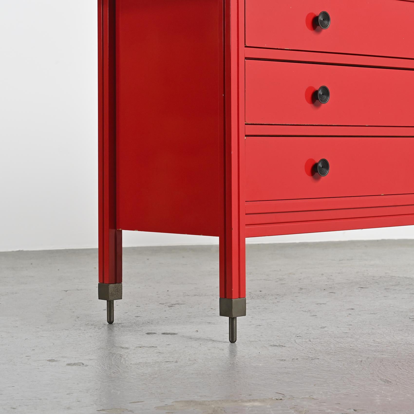 Rot lackierte Kommode Carlo De Carli für Sormani, um 1963 im Angebot 2