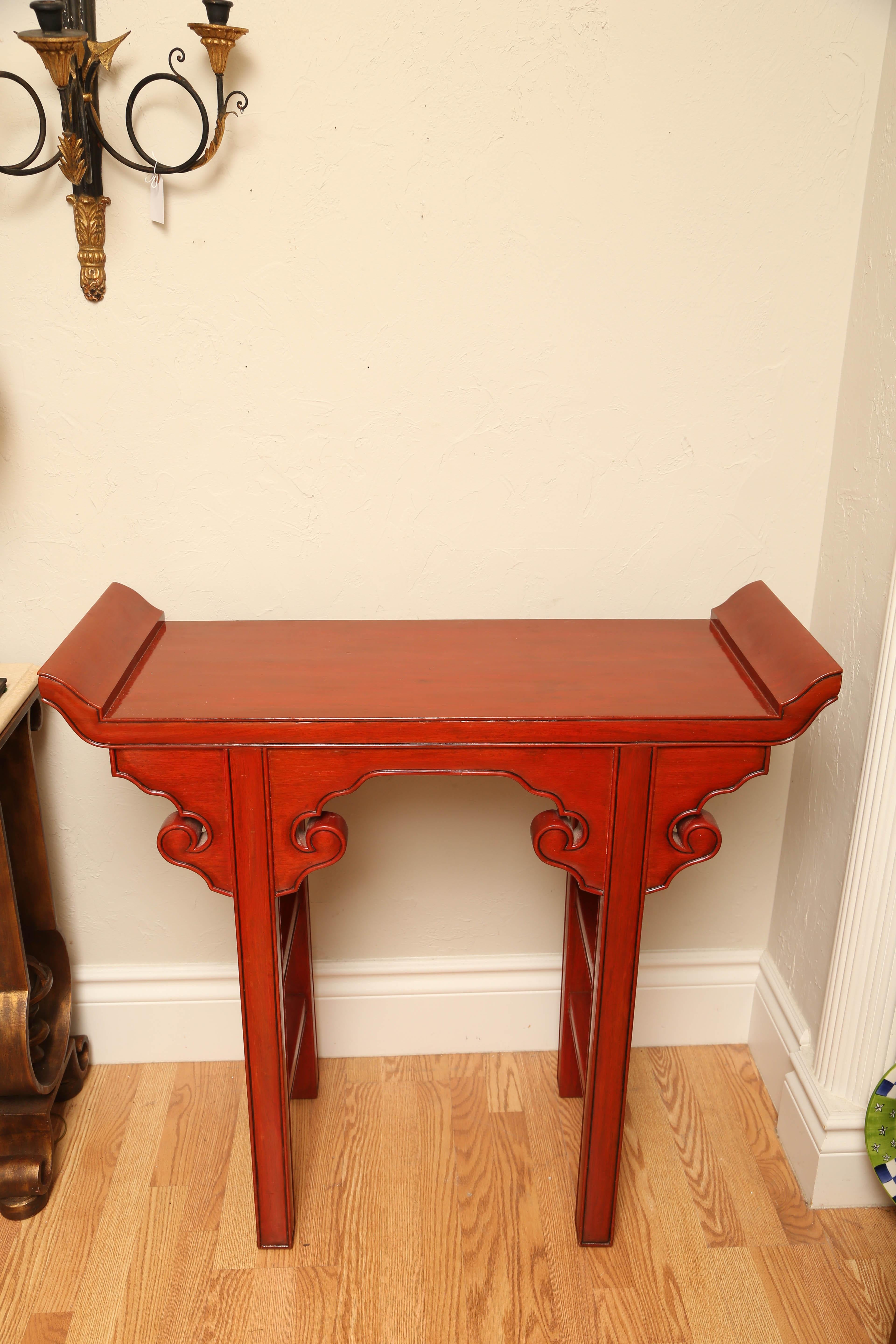 Vintage painted Chinese red altar table.