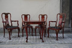 Red Lacquered English Chippendale Living Room Set in Japanese Style