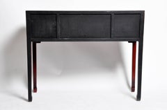Red-Lacquered Chinese Console Table with Four Drawers