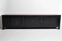 Red Lacquered Chinese Low Chest with Three Shelves