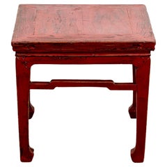 Antique Red Lacquered Chinese Side Table
