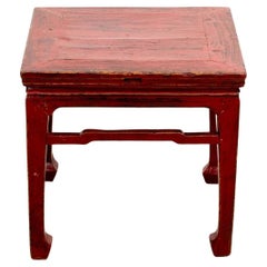Antique Red Lacquered Chinese Side Table