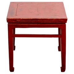red lacquer side table Antique Red Lacquered Chinese Side Table